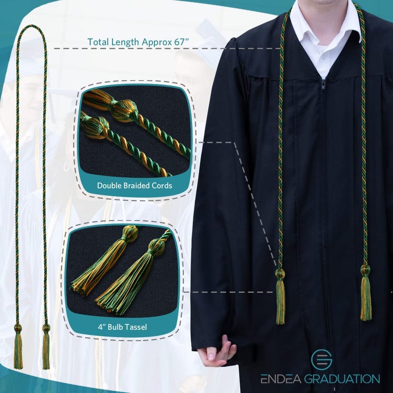 Endea Graduation Single Honor Cord Two-Color (Green/Gold) - Image 3